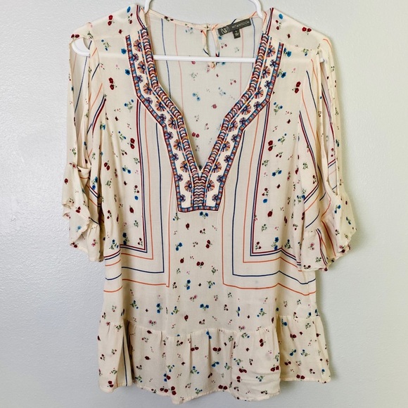 Wit & Wisdom BOHO Bell Sleeves Floral Top Small - Picture 13 of 14